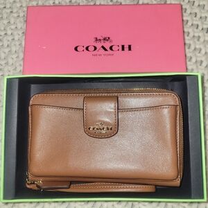 Coach Brown Leather Wristlet